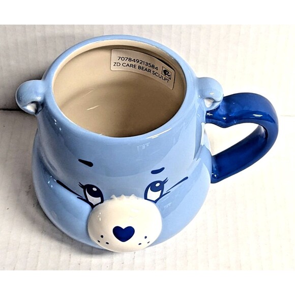Care Bears Mug Blue GRUMPY BEAR DON'T CARE Heart Handle Nose Ceramic 20-oz Cup - Picture 4 of 7